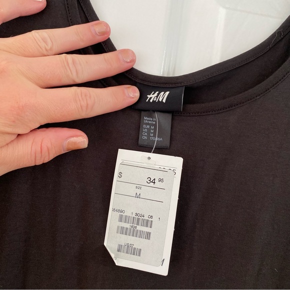 NWT H&M Charcoal Grey Bodycon Dress w/ Superhot Embellished Sequined Shoulders - Picture 4 of 12